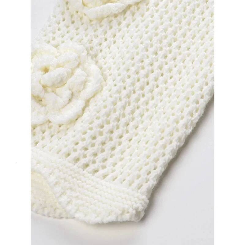 EACA White Flowers Sweet Wisps Empty 2024 Pre-fall Casual Age Reduction All-match V-neck Sweater Jacket