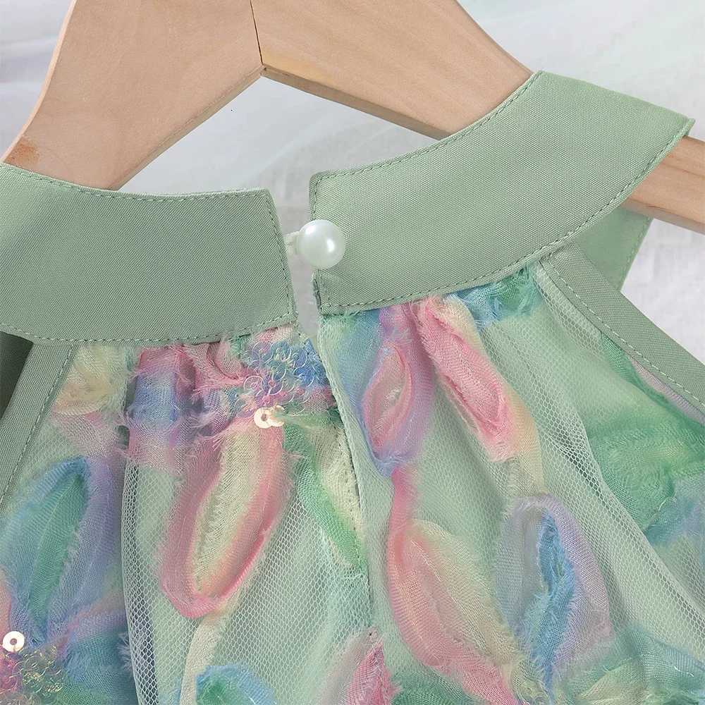 Summer Fashion New 3-7 Years Girls Sweet Bow Decoration O-Neck Sleeveless Princess Dress 1 Pc Children Flower Applique ClothingT260330