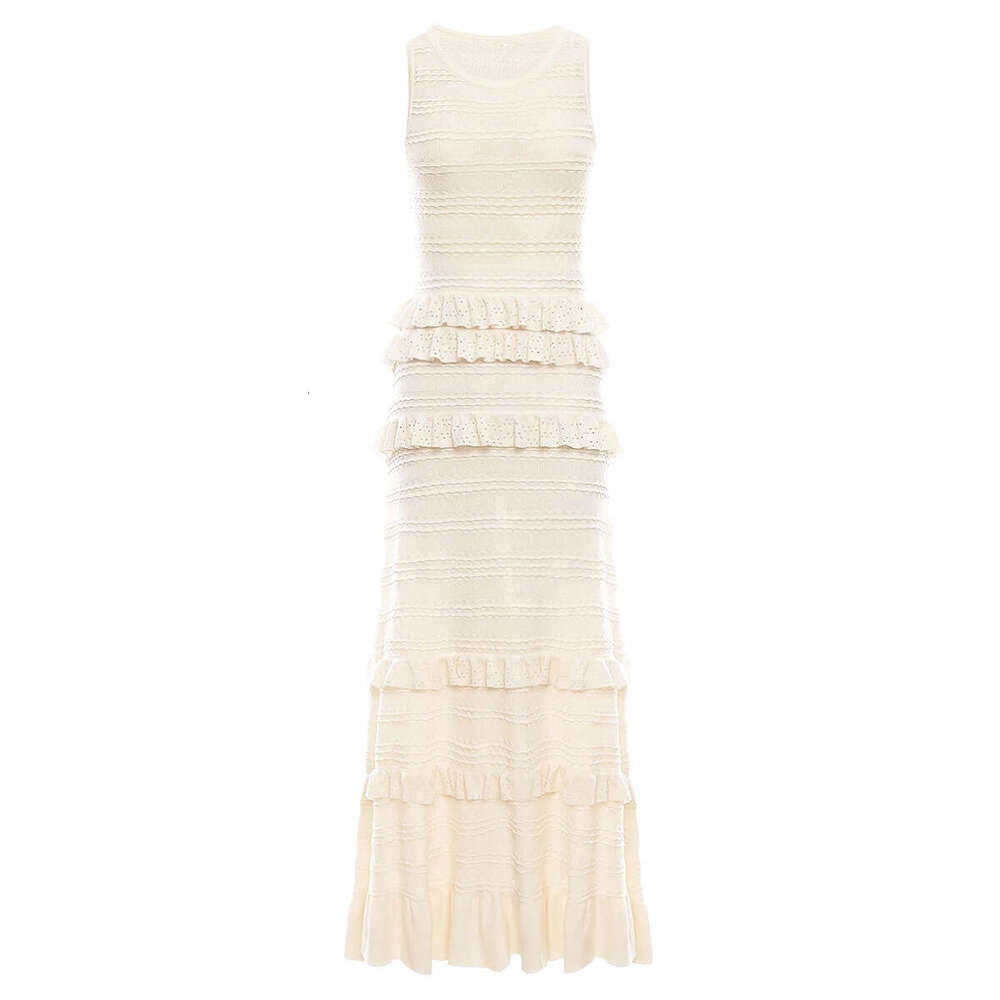 Summer new designer X21 high-end quality pleated lace elegant slim fit sleeveless long skirt 2026