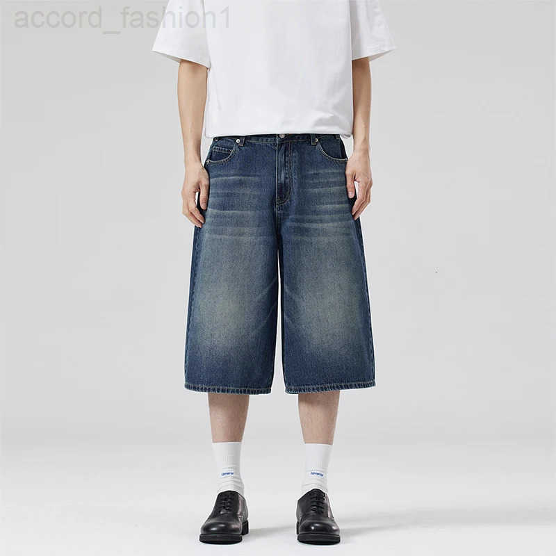 Summer New Fashion Denim Shorts Loose Straight Casual Vintage American Personality Jeans Streetwear Male Short Pants H260330
