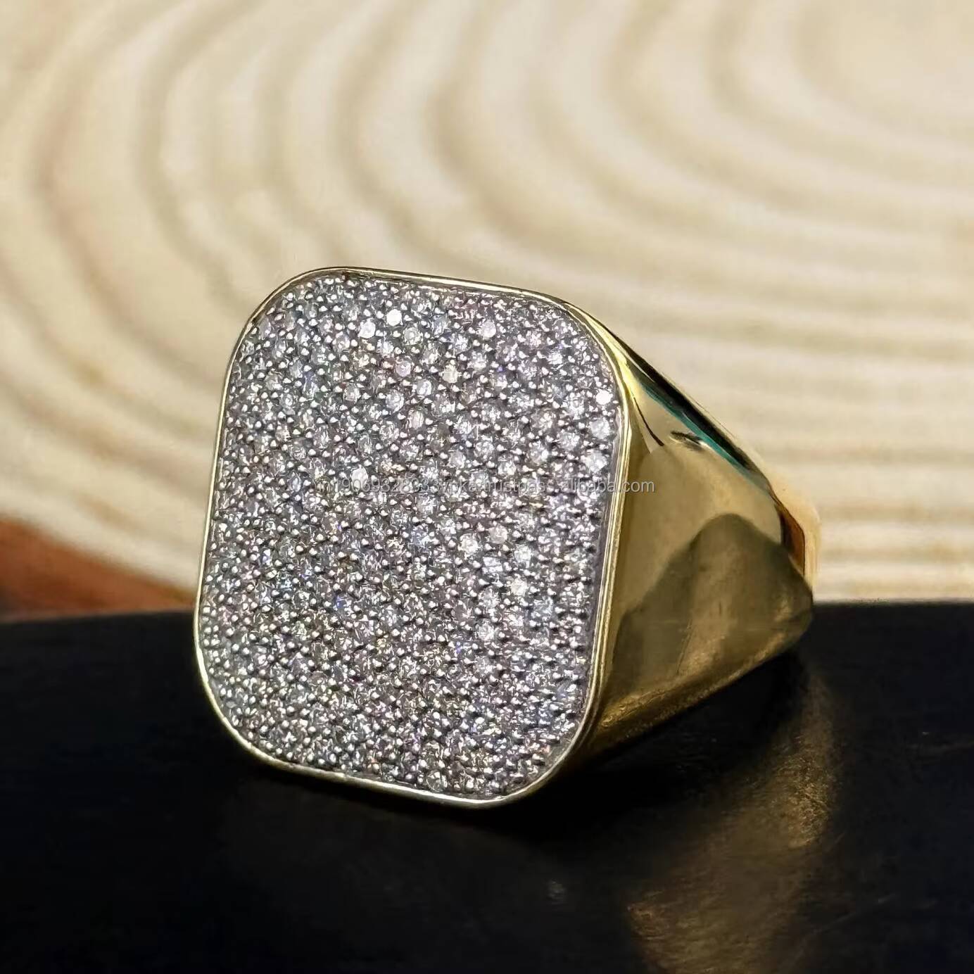 Round Brilliant Cut Moissanite Diamond Hip Hop Engagement Ring 925 Sterling Silver Platinum Plated Iced Out Mens Custom Jewelry