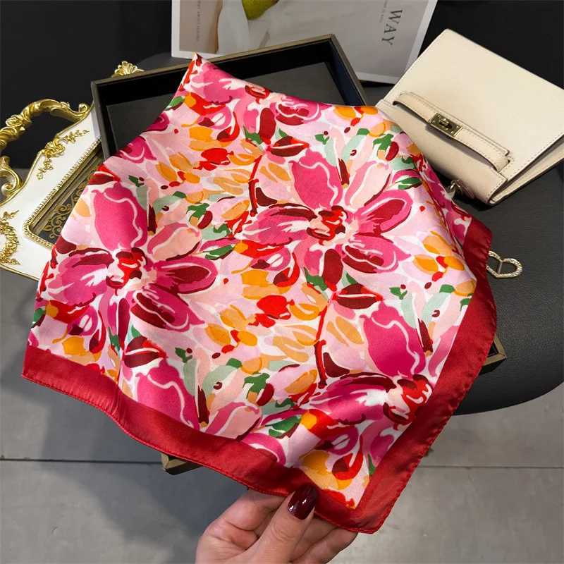 7070cm Design Print Scarf Women Silk Scarves Bandana Hijab Neckerchief Shawl Kerchief Hair Band Foulard Luxury Z260330