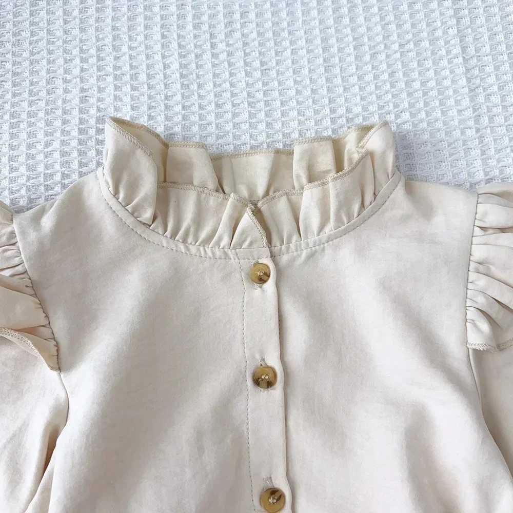 Autumn Plain Long Sleeved Stand Collar Tied Dress Solid Color Kids Dresses for Girls Daily Casual Clothes 3-7 Years OldT260330