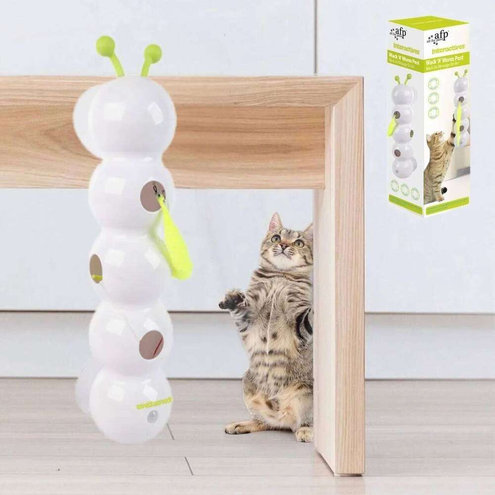 Interactive Intelligent Motion Activated Wack A Worm Post With Tail Automatic Emerging from The Hole Teasing Cat Toy