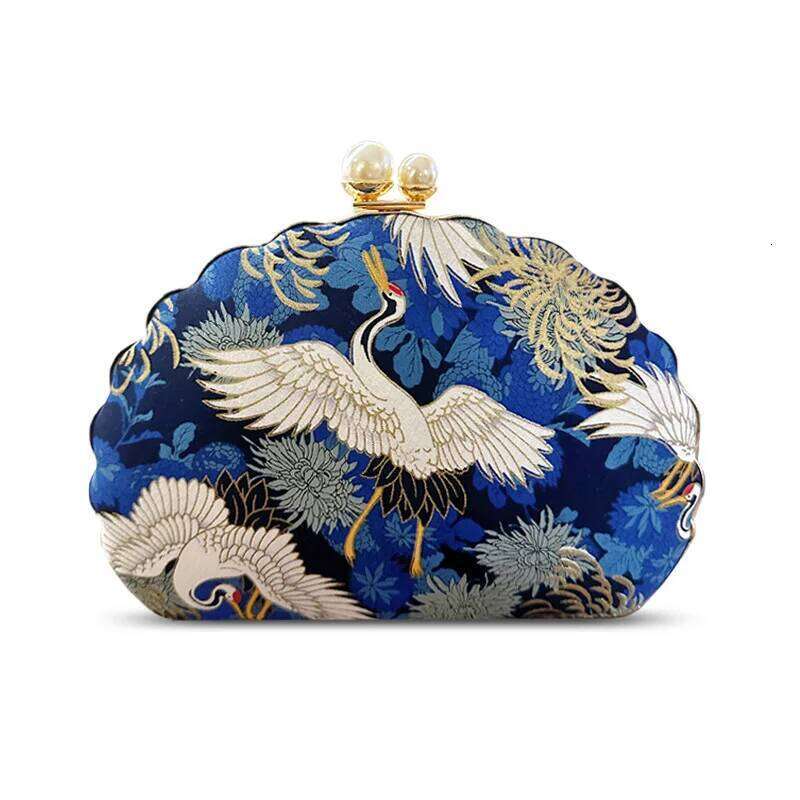 Chinese Embroidery Embroidery Women Evening Bag Wedding Shell Shaped Shoulder Handbags Mini Dinner Clutch Pearl Hasp Purse Drop Shipping