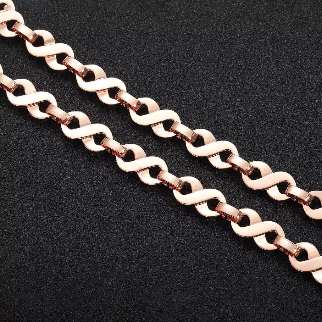 New Trendy Hip Hop Jewelry 10mm Wide Bling CZ Iced Out Infinity Chain Bracelet Rose Gold Plated Infinite Bracelet for Women Men