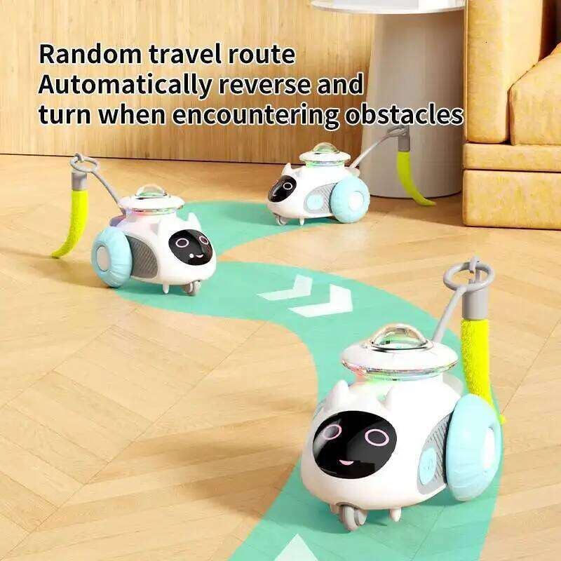for Indoor Remote Control Smart Automatic Car with Tail Rechargeable LED Auto Moving Exercise Interactive Cat Toys
