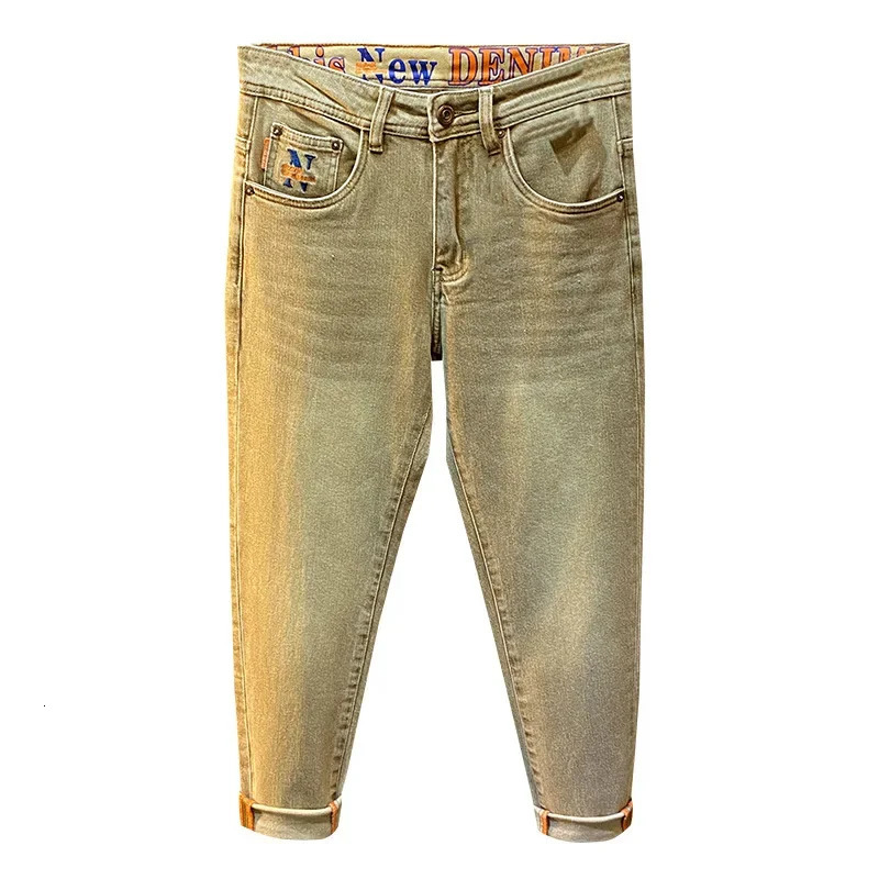 Fashion Stretch Slim Fit Jeans For Men American High-End Straight Casual Retro Cotton Versatile Denim Pants 260326