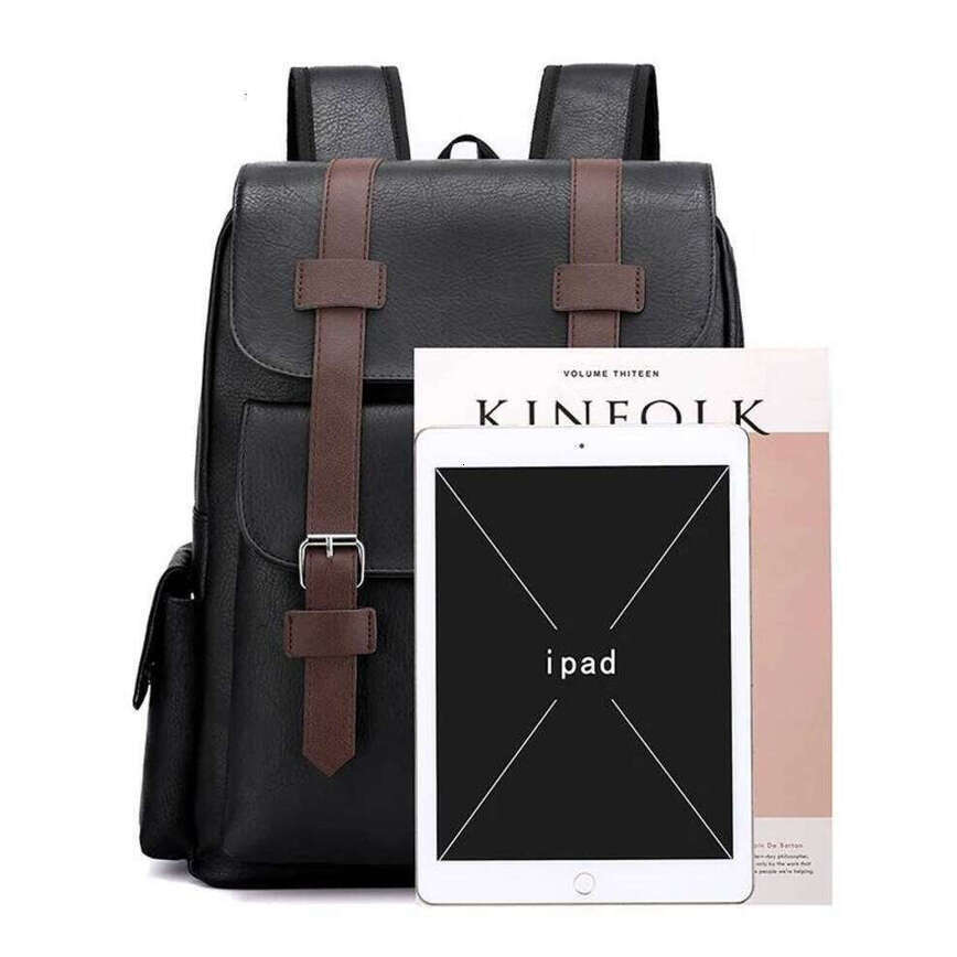 OLOEY 2025 Men Backpack PU Leather Bagpack Large Laptop Backpacks Male Mochilas Black Schoolbag For Teenagers Boys Brown Sac A Dos Premium Feel