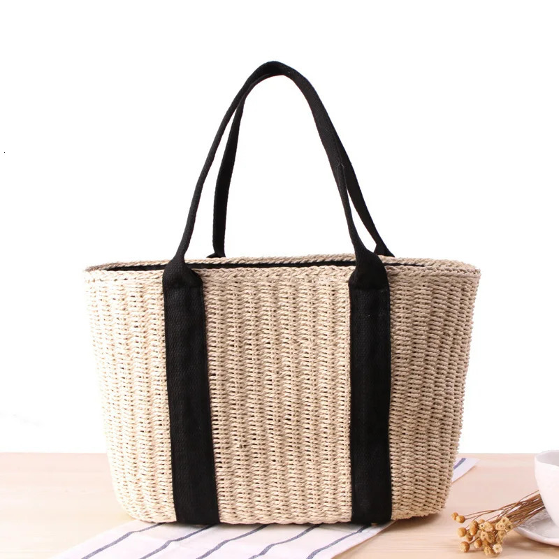 Trendy Straw Women Tote Bag er Rattan Woven Handbags Handmade Travel Shopper Shoulder Bag Casual Beach Bag 260316