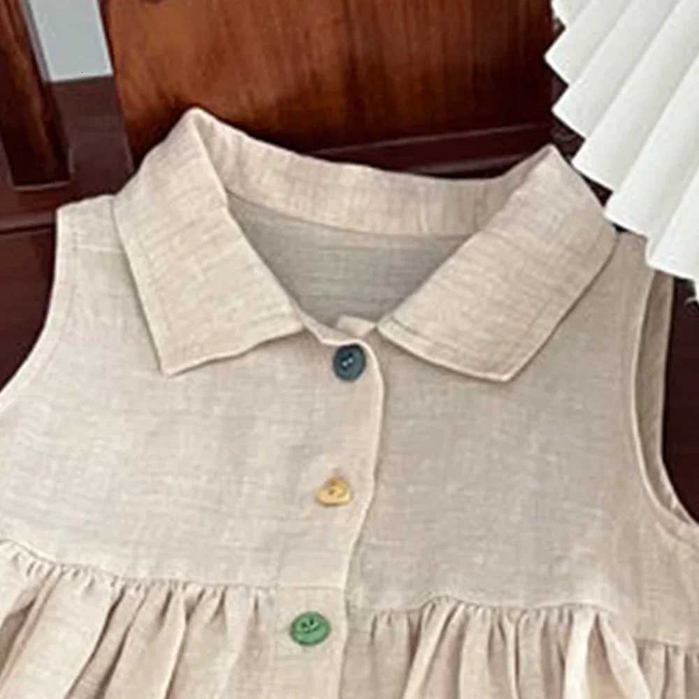 Melario Solid Color Baby Girls Dress Cotton Kids Dresses Summer Princess Party Dress Girls Sundress Single Breasted Kids ClothesT260330