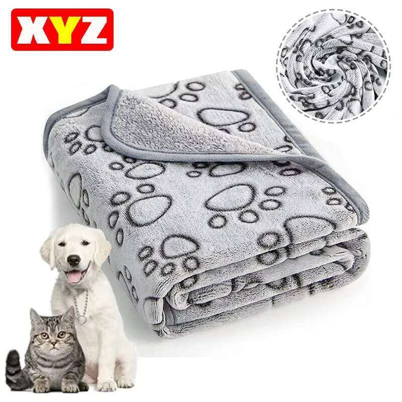 Soft Fluffy High Quality Washable Cute Pattern Paw Print Dog Pet Mat Warm Blanket for Indoor Cat Dogs