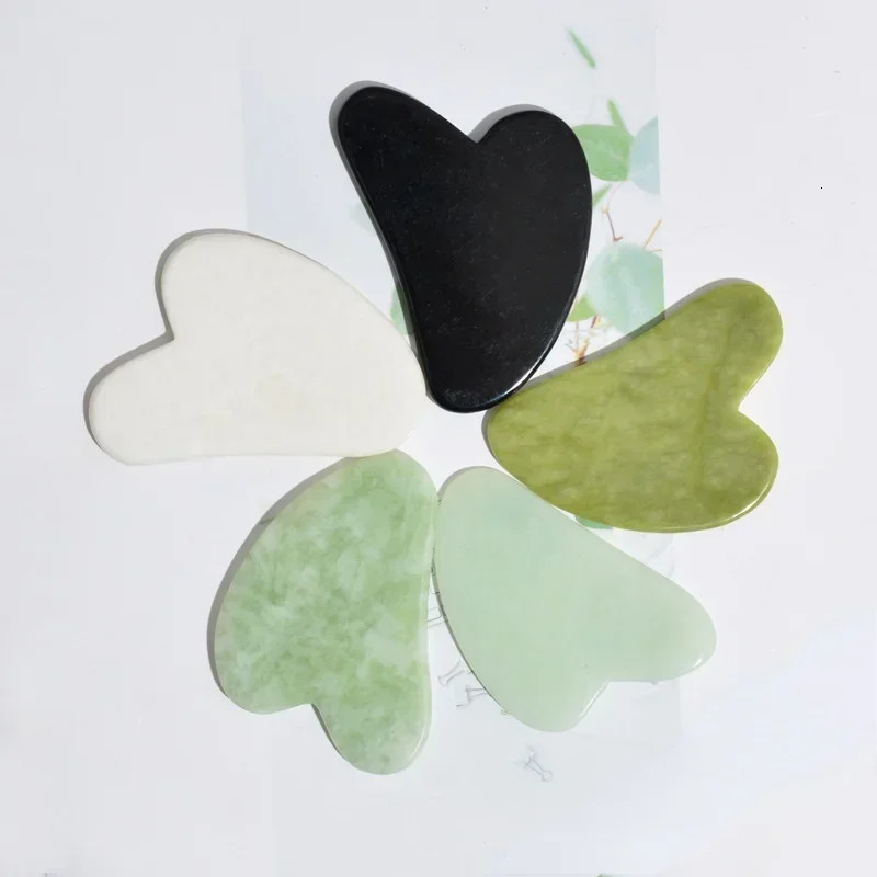 5-Color Option Heart-Shaped Jade Gua Sha Scraping Board Massage Tool - Black White Green Blue - Scraping Massager 260316
