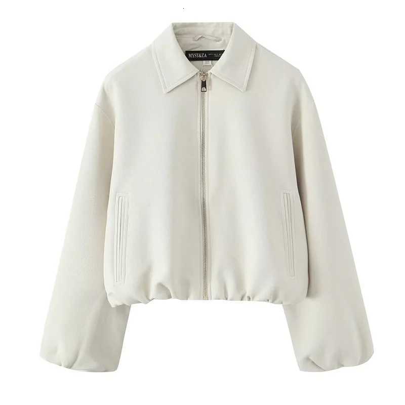 Womens Jacket Fall 2025 New Solid Color Long Sleeve Zipper Puffy Loose Jacket Casual Fashion Simple Versatile PersonlT260328
