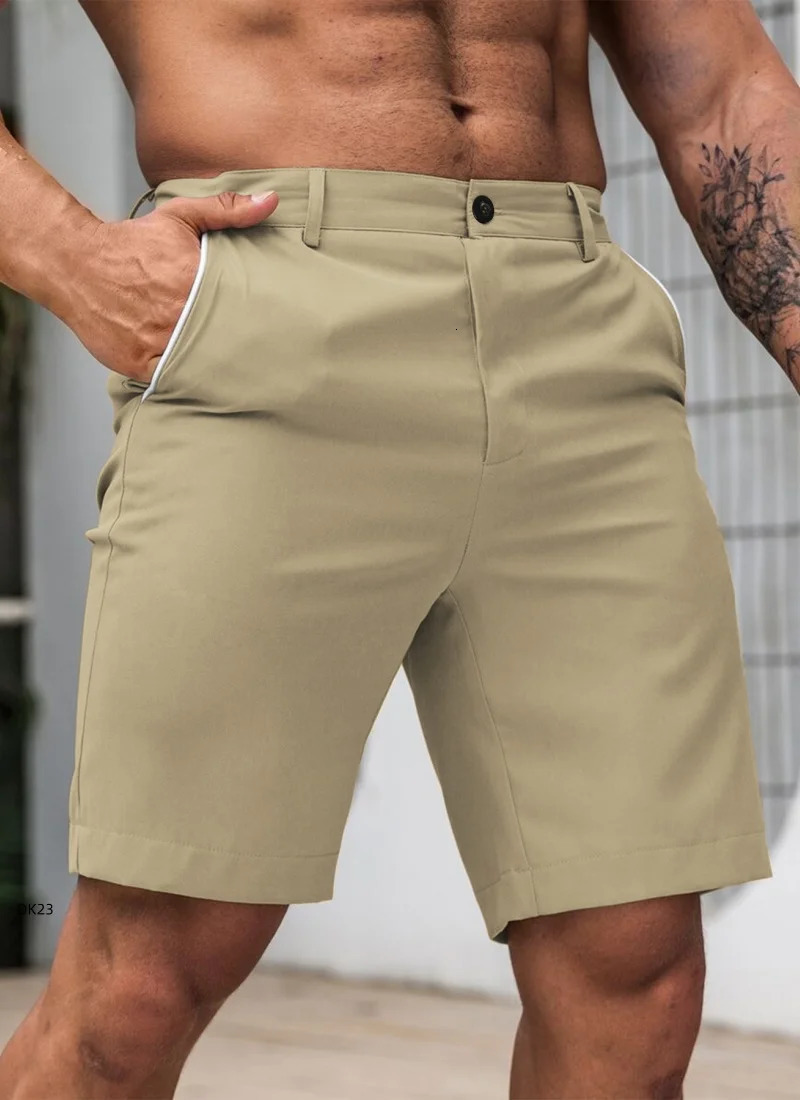 2026 Mens Casual Suit Shorts Summer Business Casual Knee Pants Classic Khaki American Style Streetwear Golf Shorts 260327