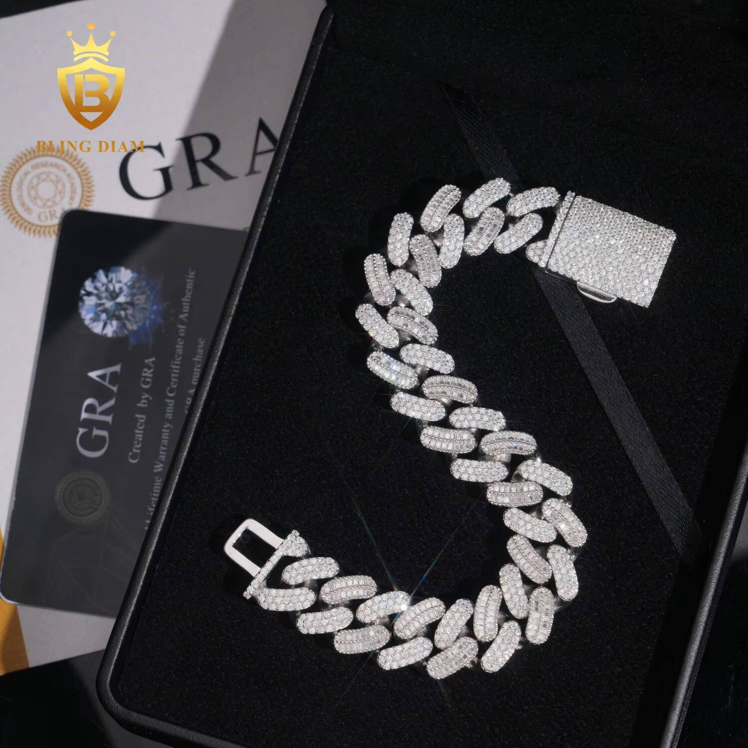 New Arrival Hip Hop Jewelry Cuban Link for Men 16mm VVS1 Iced Out Moissanite Diamond 925 Silver Cuban Link Chain High Quality
