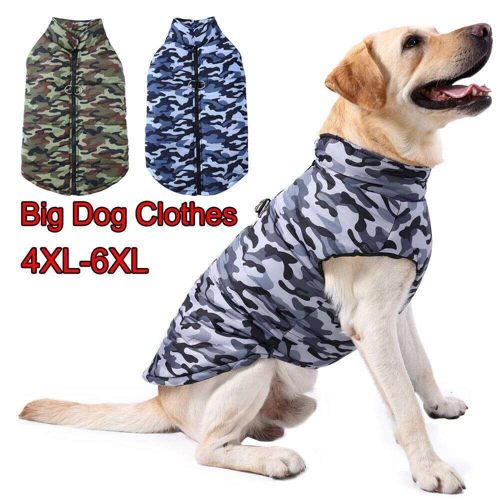Windproof Pet Dog Clothes For Small Medium Big Dogs Cats Winter Puppy Camouflage Print Warm Apparel Golden Retriever Costumes