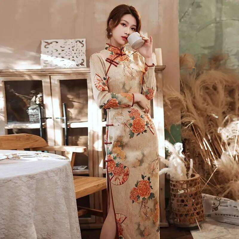 Chinese Style Women's Cheongsams Improved New Qipao Dress For Spring Autumn MAKOUFEI