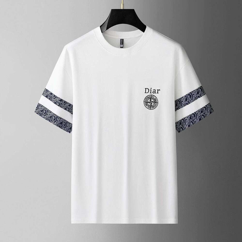 European high-end letter embroidery short-sleeve t-shirt, luxury new summer trendy loose-fitting top, round-neck half-sleeve shirt