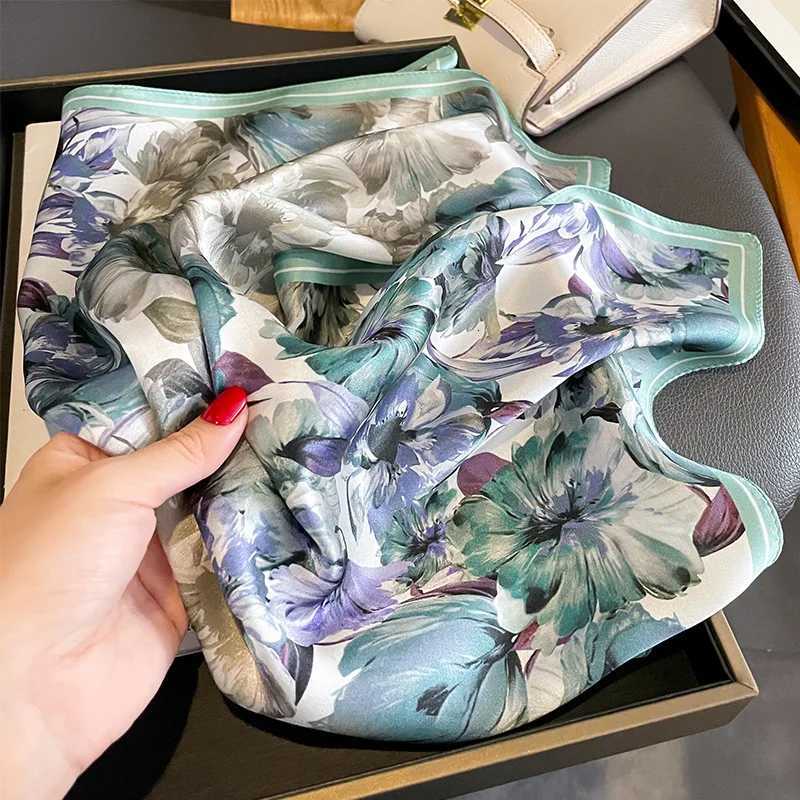 2024 100 Real Silk Square Scarf Women Horse Print Neckerchief Female Luxury Shawl Hijab Bandana Headband Z260330