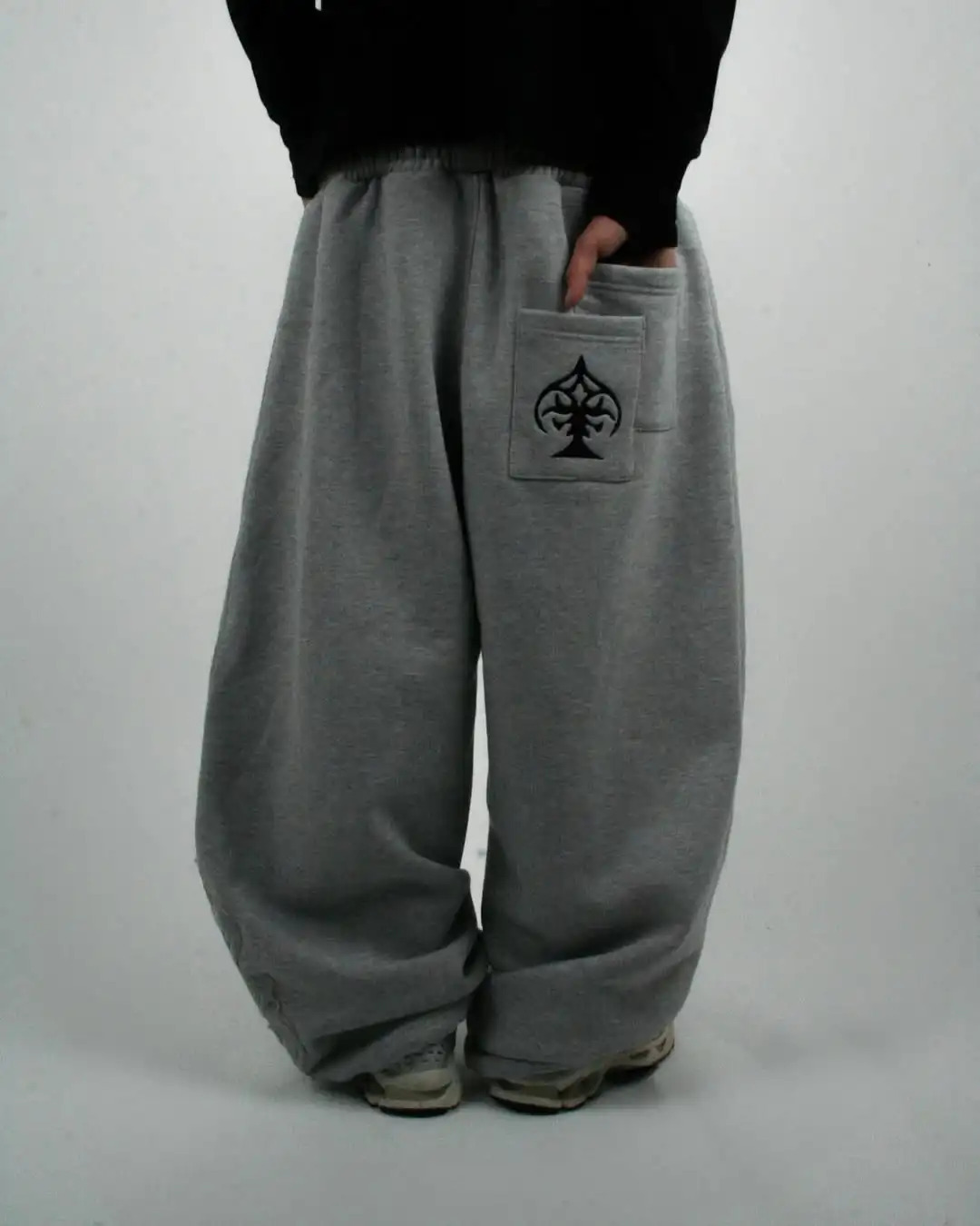 High Quality Mens Grey Cotton Sports Pants with Poker Themed Comfortable Casual Soft Breathable for Everyday Wear Relaxed 260326