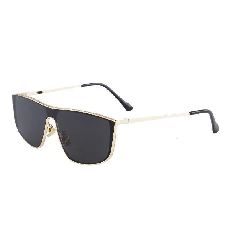 Metal Old Money Style Silver-Edged One-Piece for Women, Trendy Round Face Slimming High-End Mesh Design Large Frame Sunglasses