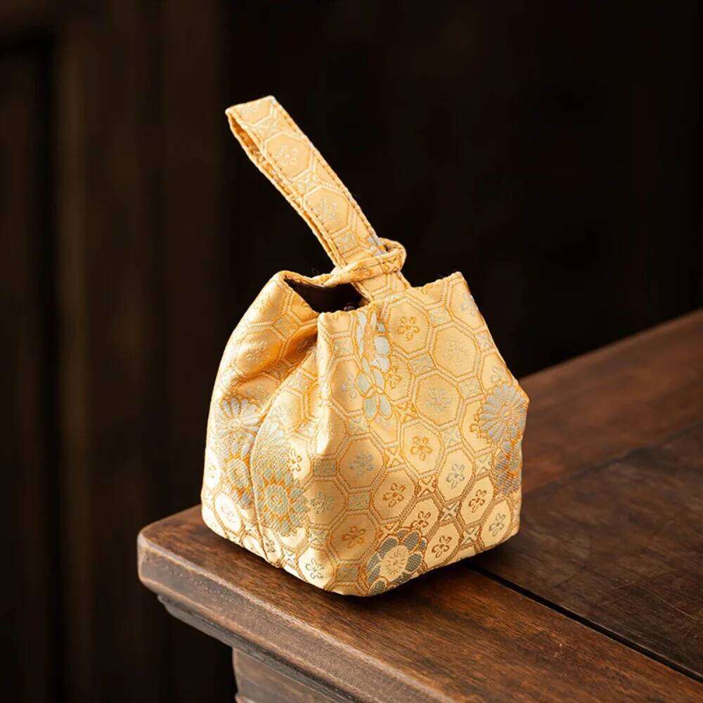 Chinese Embroidery Creative Chinese Style Storage Thickened Embroidered Tea Set Accessories Vintage Teacup Drawstring Cloth Bag