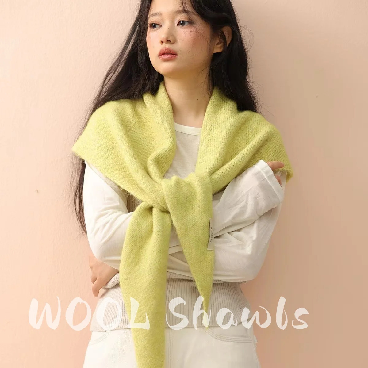 Wool Winter Scarf For Women Warm triangle Knit Scarves Hijab Solid Lady Shawl Wrap Female Pashmina Bandana Head Scarfs 260325