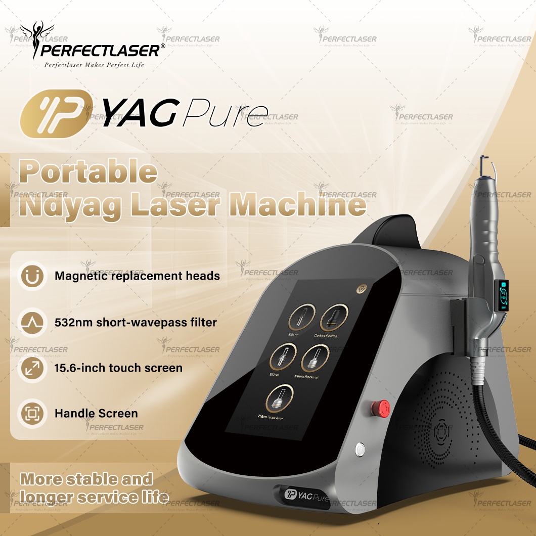 Professional Portable Nd YAG Laser Tattoo Removal Machine 532nm 755nm 1064nm 1320nm 5 Probes Carbon Peeling Pigmentation Beauty Salon Equipment Factor