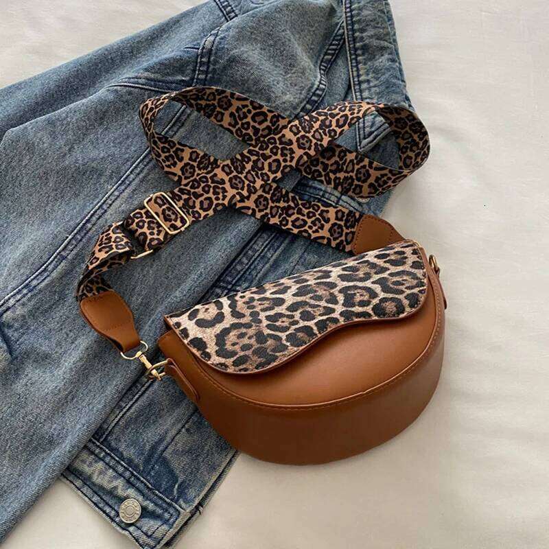 Wide Strap Leopard Print Crossbody Bags Women Fashion Shoulder Bag For Daily Used Versatile Ladies Handbags QIBALIANGPIN
