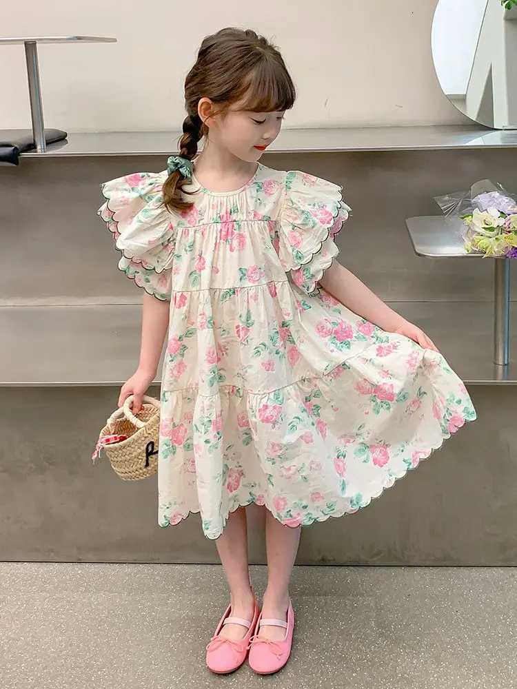 4-15 Years Girls Summer Print Dress Children Floral Loose Casual Dresses for Girls Teenager Kids Short Sleeve Dress Clothing 8 9T260330