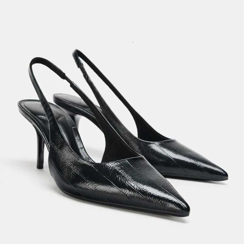 Textured Top Design Slingback Thin High Heels for Ladies Sexy Pointy Toe Back Strap Pumps Women Elegant Slingback Office Shoes Z260330
