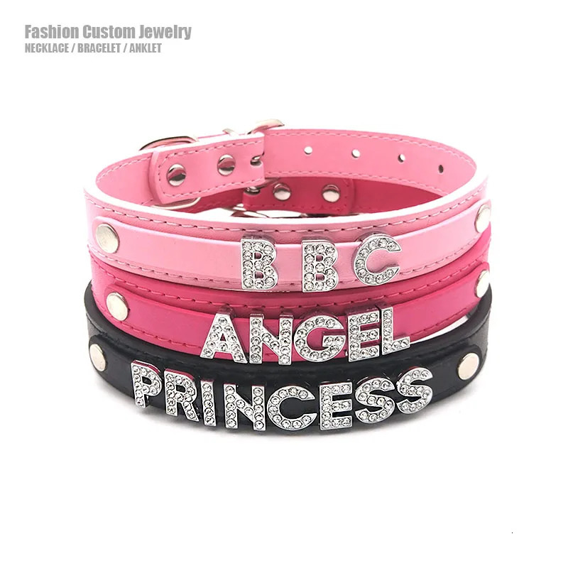 Punk Leather Collar DIY Custom Name Necklace Personalized Letter Angel Queen Choker for Women Men Sexy Cosplay Jewelry Gifts 260327