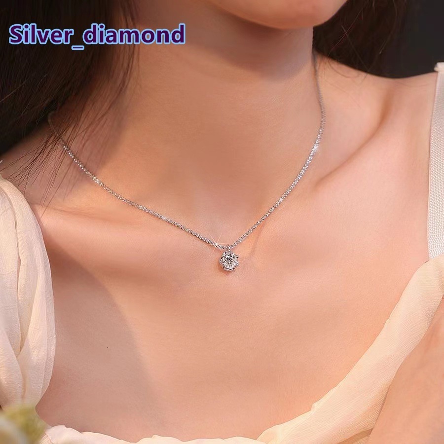 D Color Moissanite Collarbone Chain S925 Sterling Silver Plated with Rhodium Brilliant Sparkle for Wedding Party