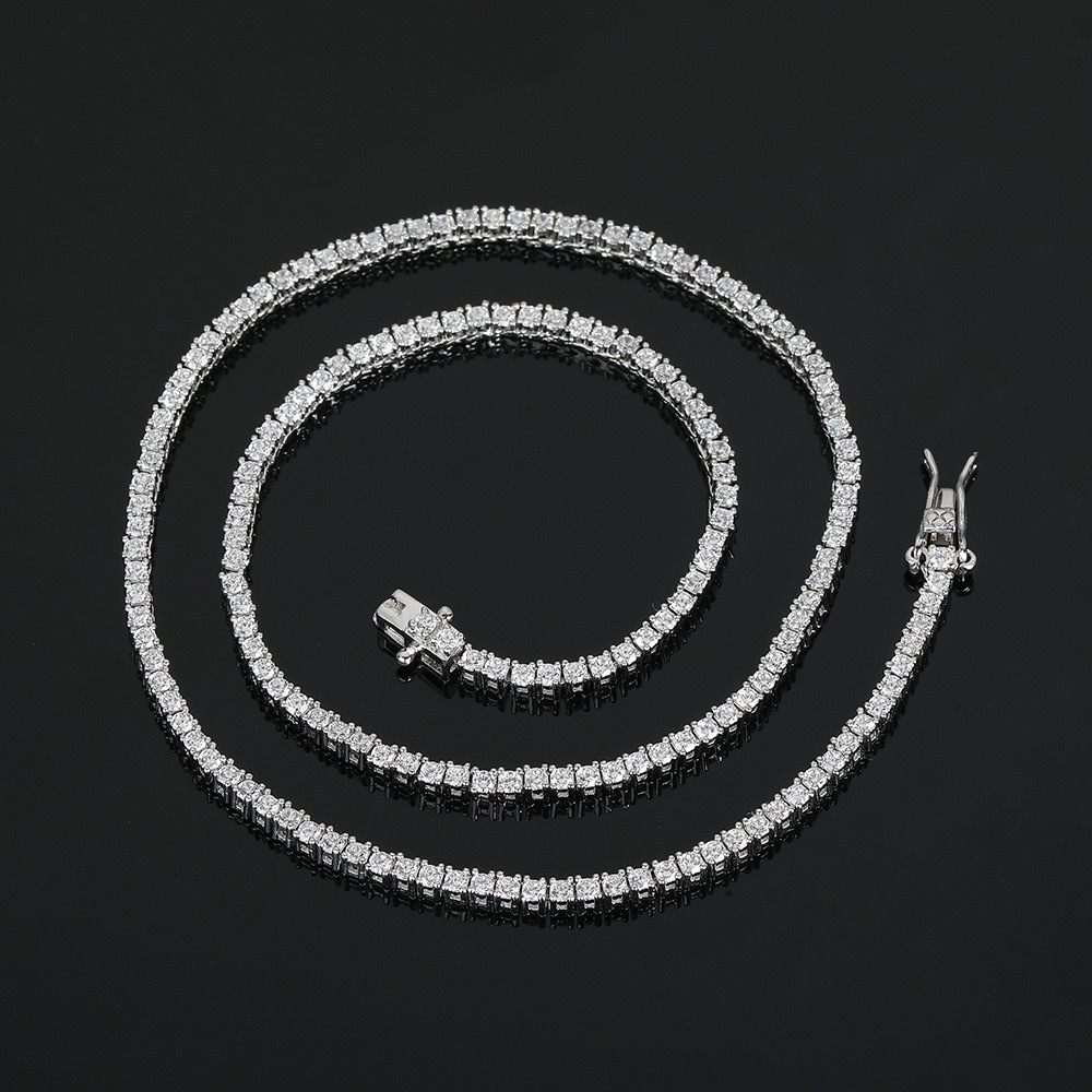 Hot-selling Pass Tester 2mm Iced Luxury Diamond Tennis S925 Silicon Chain Necklace and Bracelet GRA