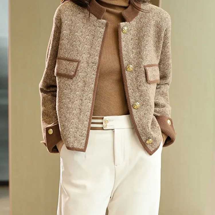 Tweed Jacket Korean Womens Spring Anti-Ultraviolet Multi-Functional Turtleneck O-Neck Bohemian Style Zippers Gradient SplicingT260328