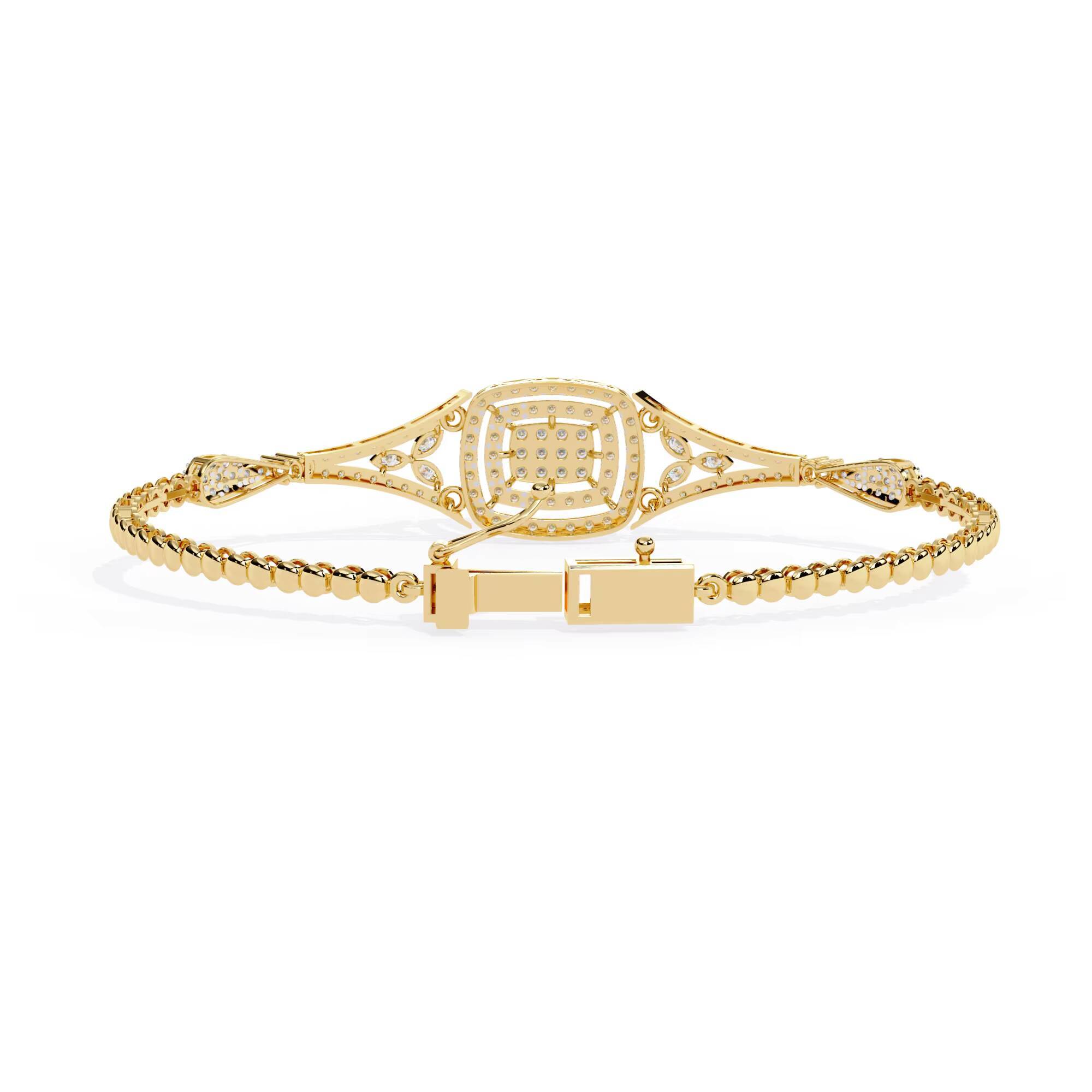 One of a Kind Natural Diamond Bracelet with Lab Grown Stones 14K Gold Plated IGI Certified Exclusive Design Jewelry for Women