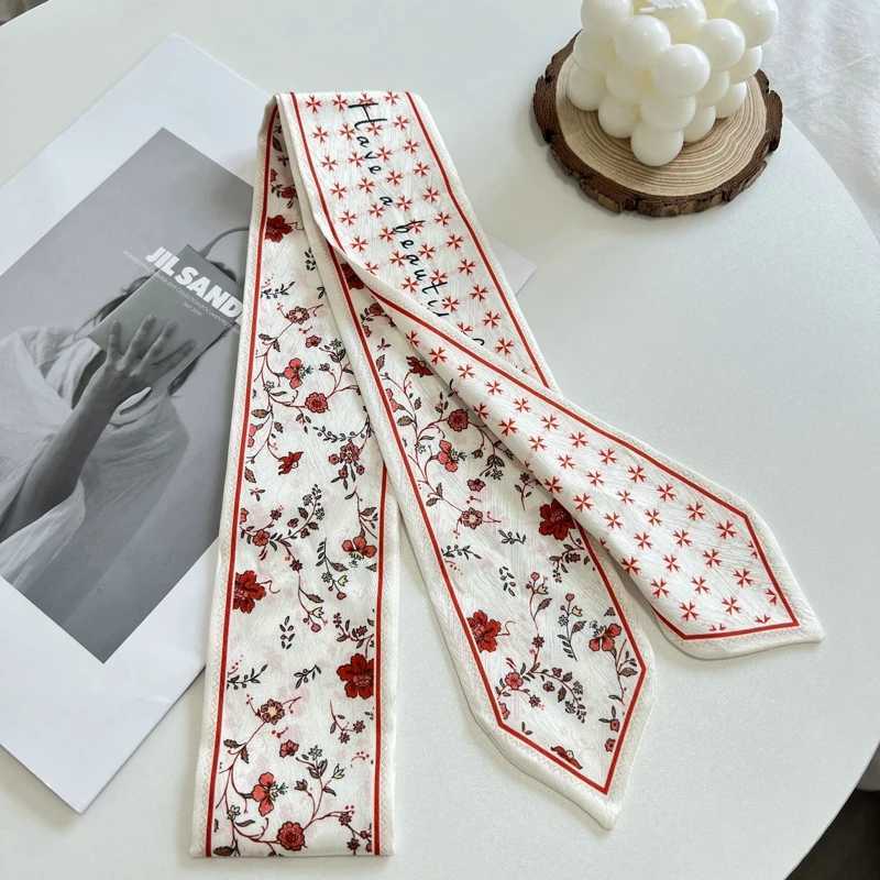 New Long Bag Scarf Wen Hair Band ccessories Print Skinny Scarves band Satin Ribbon Neck Tie Decorative Bag Scarves X260328