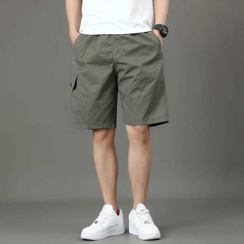 Summer mens work shorts pocket zip trend versatile casual trousers five work trousers 260327