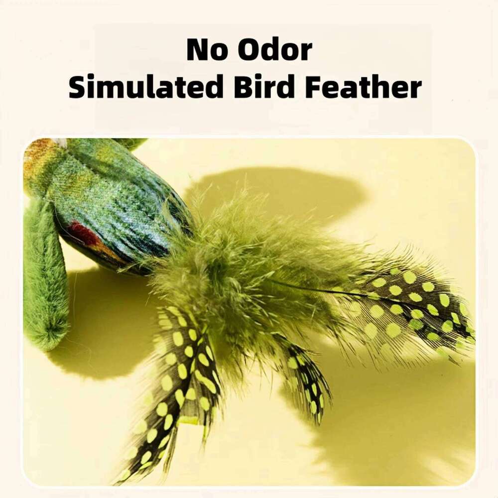 Interactive Imitated Chirping Cat Sparrow with Catnip Squeak Toys Simulation Bird Sound No Battery Pet Dog Toy