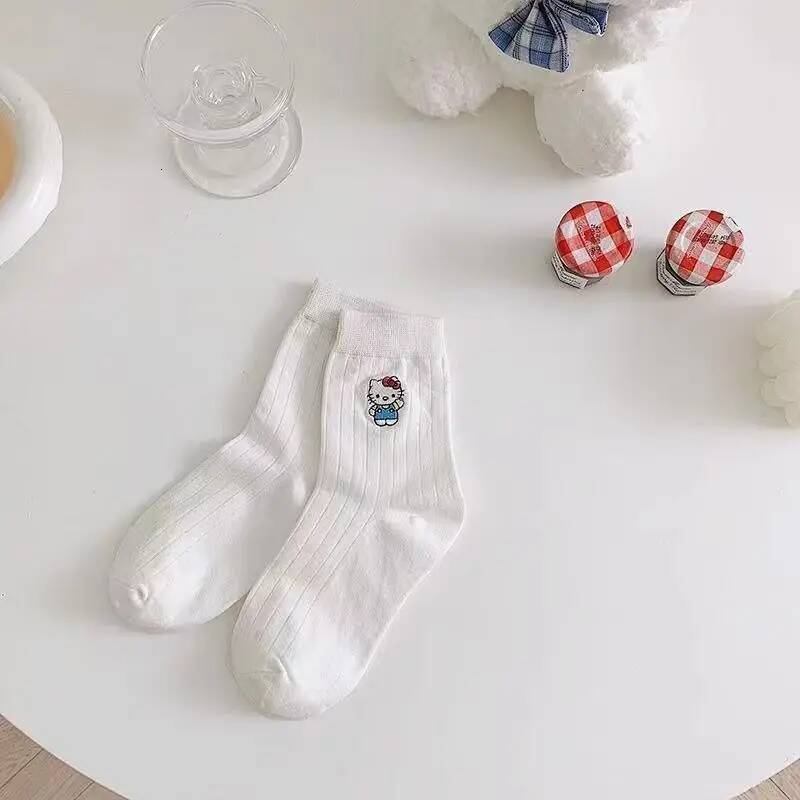 Designer Hello Kitty Cartoon Anime Character Sanrio Socks Women's Adult Simple Fashion Autumn And Winter New Kawaii Warm Socks Wholesale