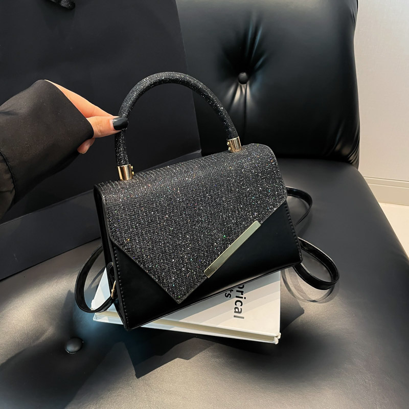 Free Shipping High Value Glitter Splice Handbag for Women Elegant Evening Bag Crossbody Shoulder Bag with Gold Handle