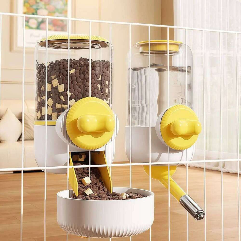 Portable Automatic 2 in 1 Pet Detachable Cage Hanging Bowl Large Capacity Dog Water Dispenser Feeder for Puppy Cat Rabbit