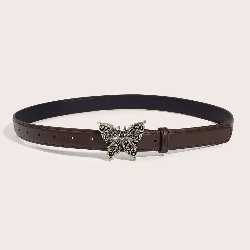 Daily Slim Fit Versatile Women's With Metal Butterfly Buckle Simple And Retro Decoration Fashion Brand Belt Chunjinqiuli