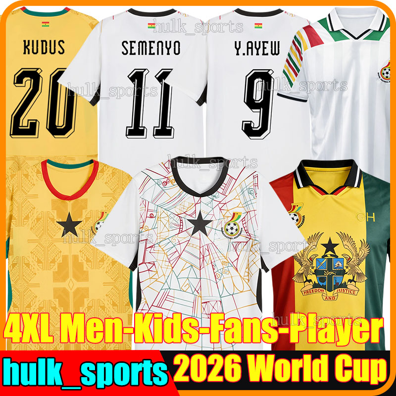 4XL 2026 Ghana Soccer Jerseys J.AYEW A.AYEW KUDUS FATAWU WILLIAMS SEMENYO OWUSU SULEMANA MENSAH men kids kits socks sets national team football shirts
