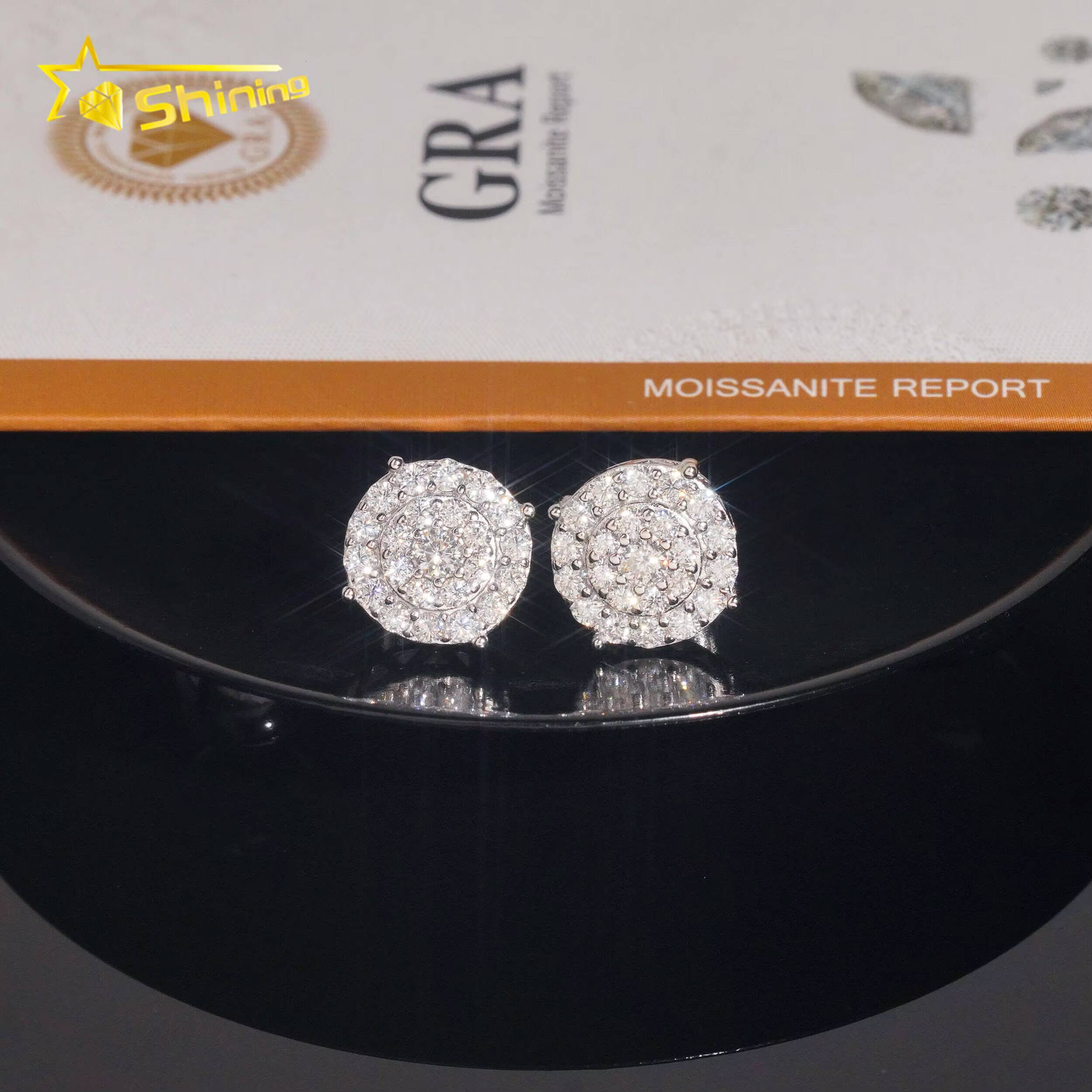 USA Shipping Fast Ready Design S925 Sterling Silver Iced Out VVS Moissanite Diamond Earring Stud Screw Back