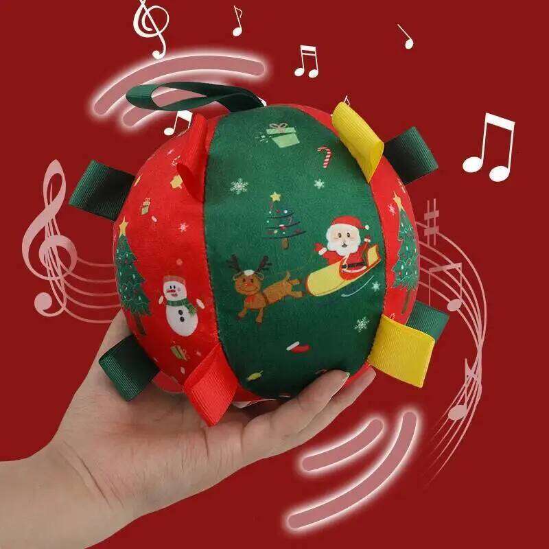Christmas Dog Balls Electric Interactive Plush Toy Ball for Dogs Built-In Bell Anti-Bite Chew Toys with Squeaker Pet Product