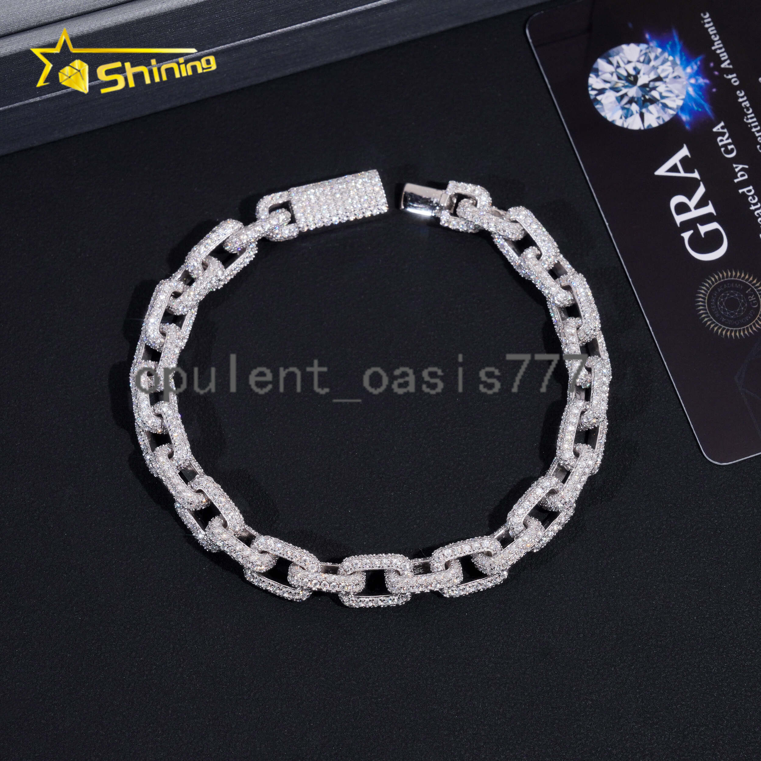 Factory Price Hip Hop Jewelry 925 Sterling Silver Pass Diamond Tester 8MM Fully Iced Out Box Chain Cuban Link Bracelet