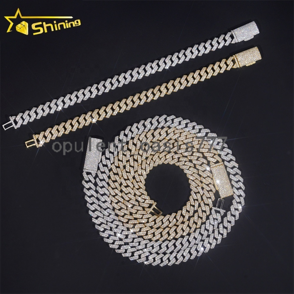 Hot Sale 10mm Custom Hip Hop Jewelry Iced Diamond Brass VVS Moissanite Cuban Link Chain Bracelet Mens Luxury