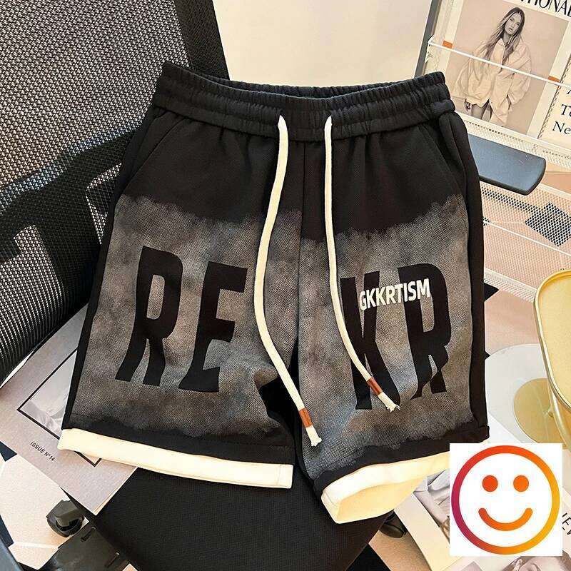 Summer Tide High Street Heavy Industrial Large Size Loose Wide Leg Casual Five Pants Splicing Heavyweight Shorts For Men Women
